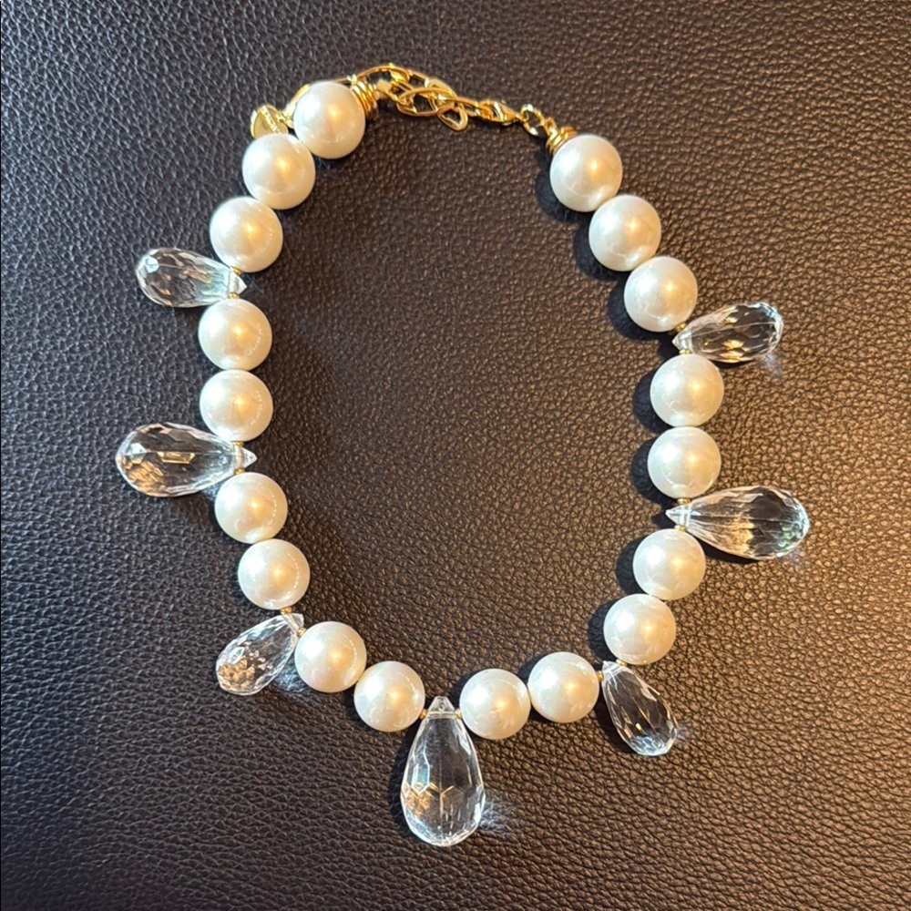 Anthropologie Pearl and Crystal Necklace